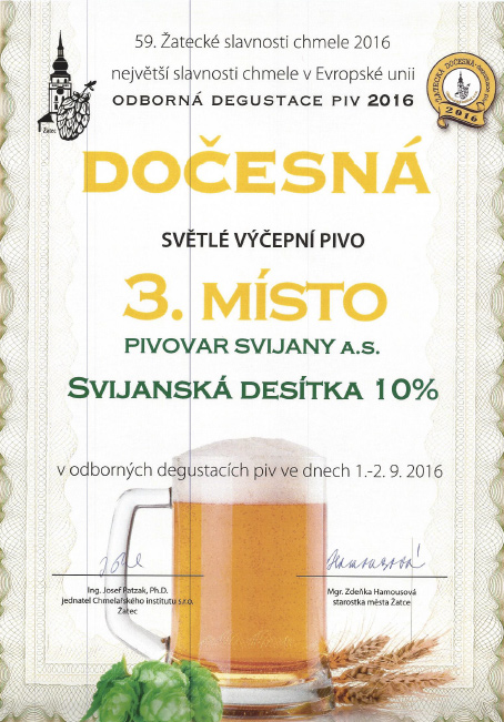 Svijanská desítka - diplom Dočesná