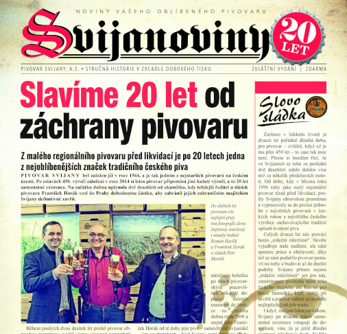 Speciální vydání Svijanovin k jubileu 20 let